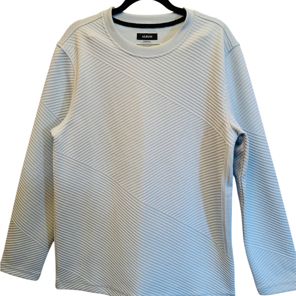 Alfani Blue Crewneck Sweater with Textured Design